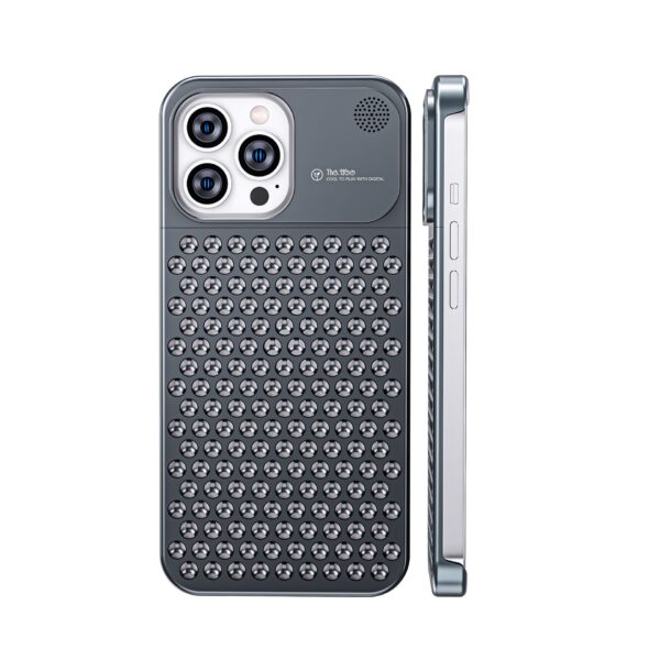 Aluminum Alloy Phone Case For 14 13 Pro Max Plus Hollow Heat Dissipation Anti-fall Full Body Shockproof Phone Cove - Image 2