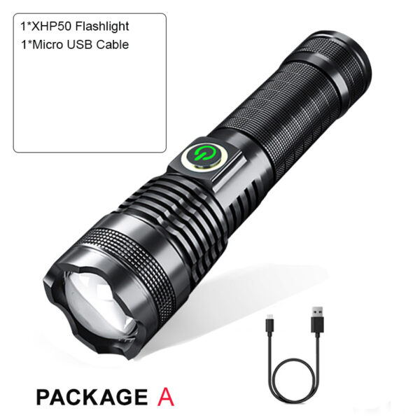 P50 Strong Light Zoom Flashlight Battery Display Usb Rechargeable Outdoor Lighting Strong Light Flashlight - Image 3