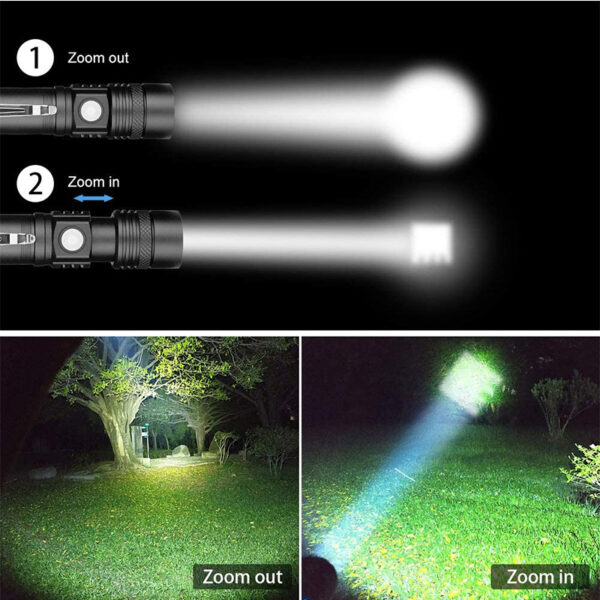 P50 Strong Light Zoom Flashlight Battery Display Usb Rechargeable Outdoor Lighting Strong Light Flashlight - Image 4