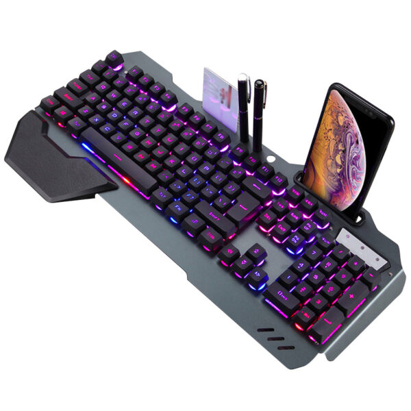 ErgonomicWired Gaming Keyboard with RGB Backlight Phone Holder - Image 6