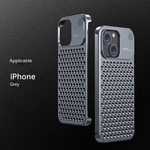 Aluminum Alloy Phone Case For 14 13 Pro Max Plus Hollow Heat Dissipation Anti-fall Full Body Shockproof Phone Cove - Image 3