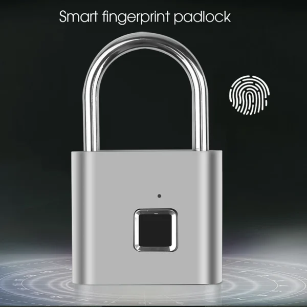 Keyless USB Charging Door Lock Fingerprint Smart Padlock Quickly Unlock Zinc Alloy Metal Self-imaging Chip 10 Fingerprints