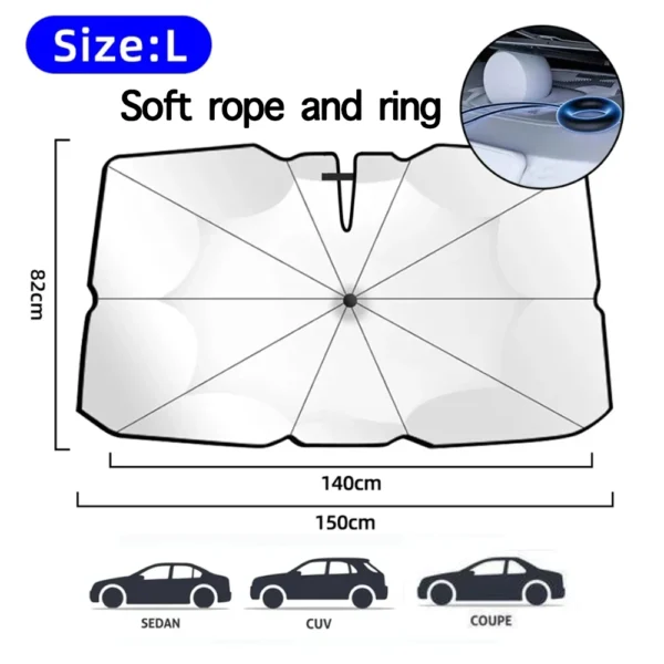 Car Windshield Sun Shade Umbrella Foldable Sunshade Front Window Cover for UV Ray Block Heat Protection Protector Parasol - Image 7